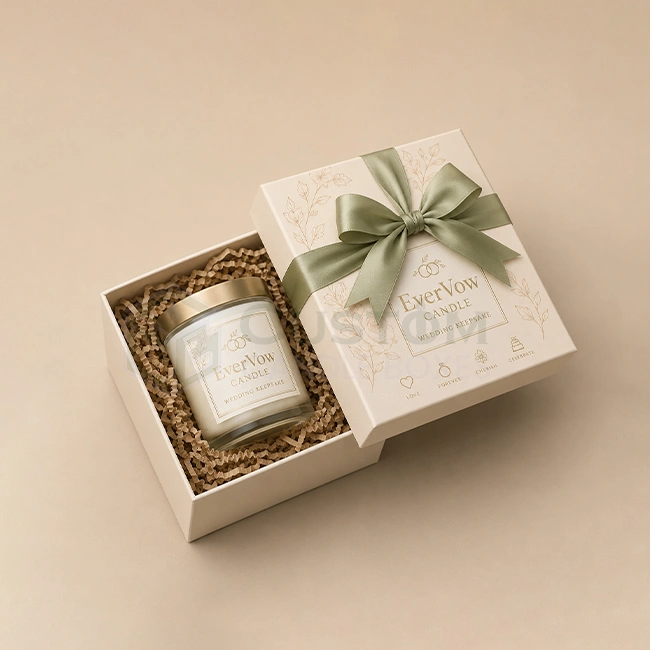 custom-Wedding-Candle-Box With Ribbion